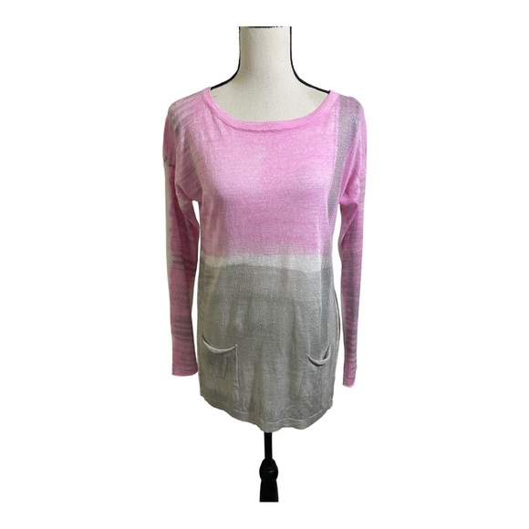 Sweater Linen Italian made. Color blocked. Pockets in front. Size Small.… - Picture 1 of 11